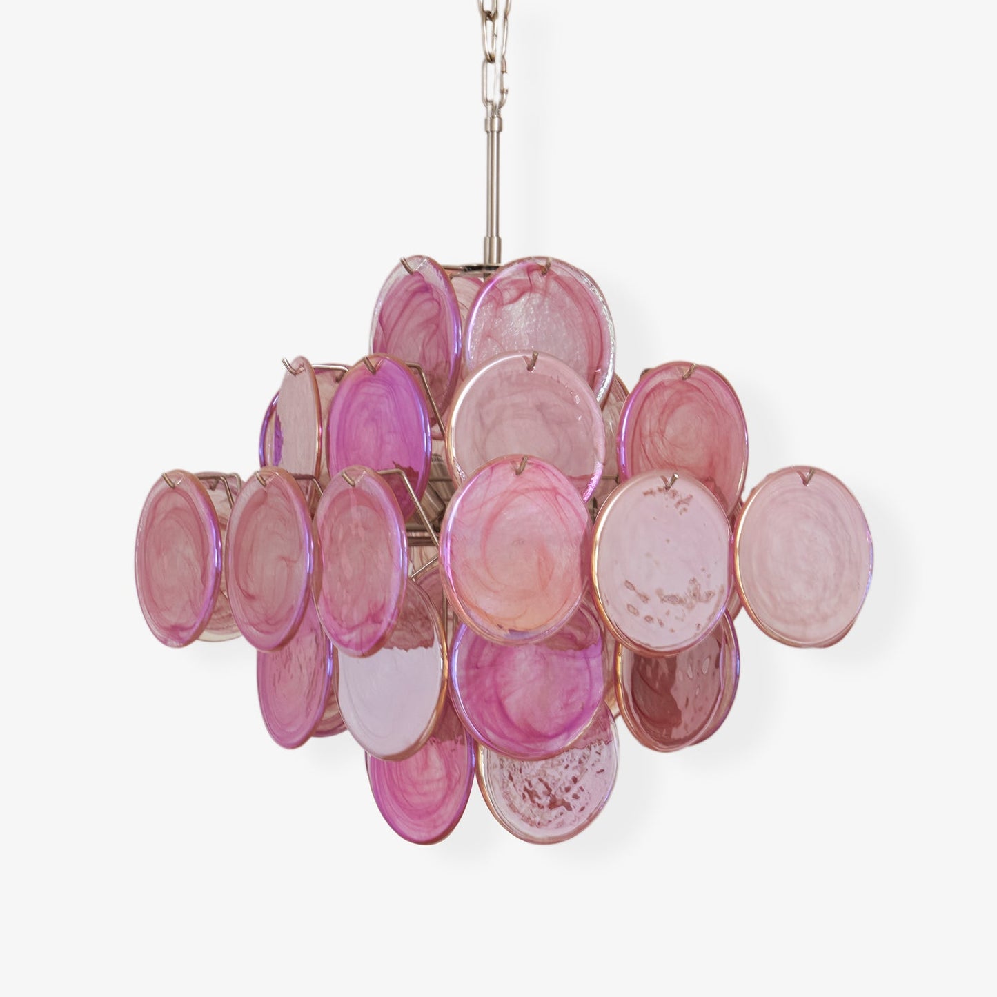 Aurelia Pink Glass Chandelier - Elegant Design with Adjustable Height