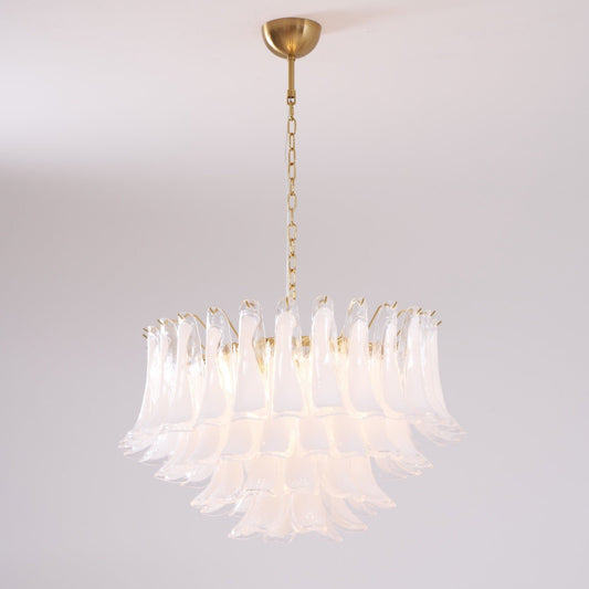Fiora Pink Glass Chandelier - Elegant Design with Adjustable Height &