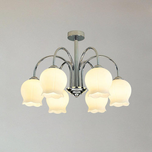 Elegant Floral Glass Chandelier - Adjustable Height, Dimmable Lighting