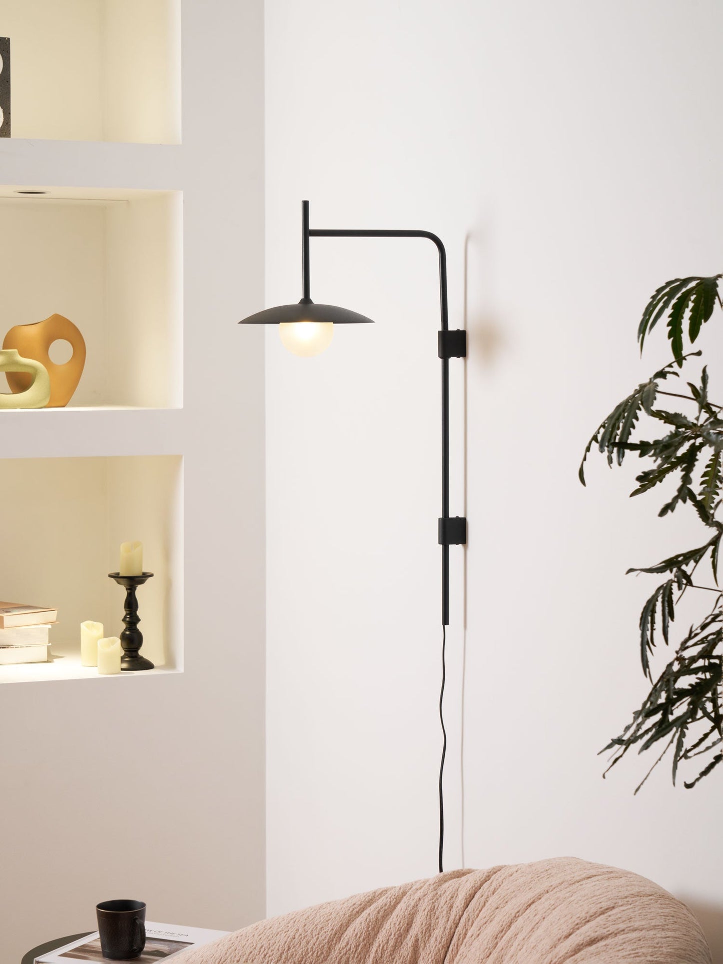 Gea Swing Arm Wall Lamp - Adjustable Light & Plug-in Design