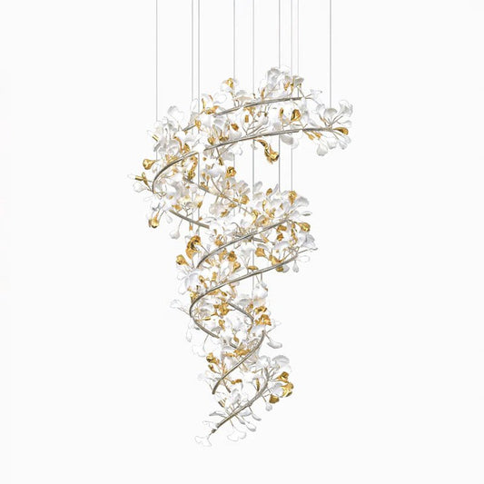 Gingko Spiral Leaf Chandelier - Elegant Design with LED Illumination
