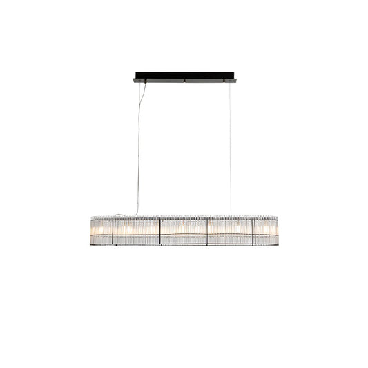 Modern Glass Tube Ring Chandelier with Adjustable Height & LED Lightin