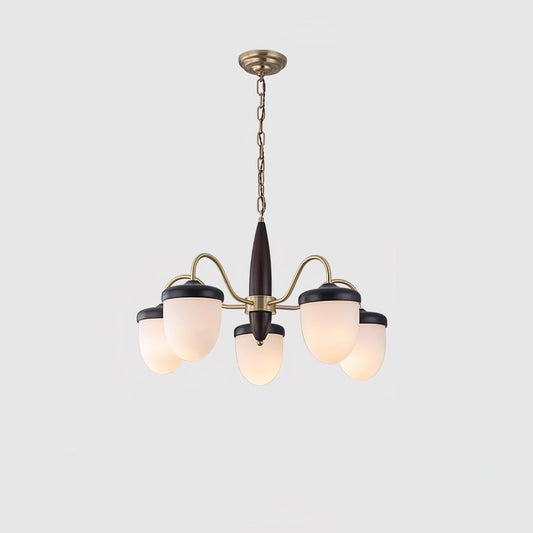 Elegant Hazelnut Branch Chandelier - Adjustable Height, Warm LED Light