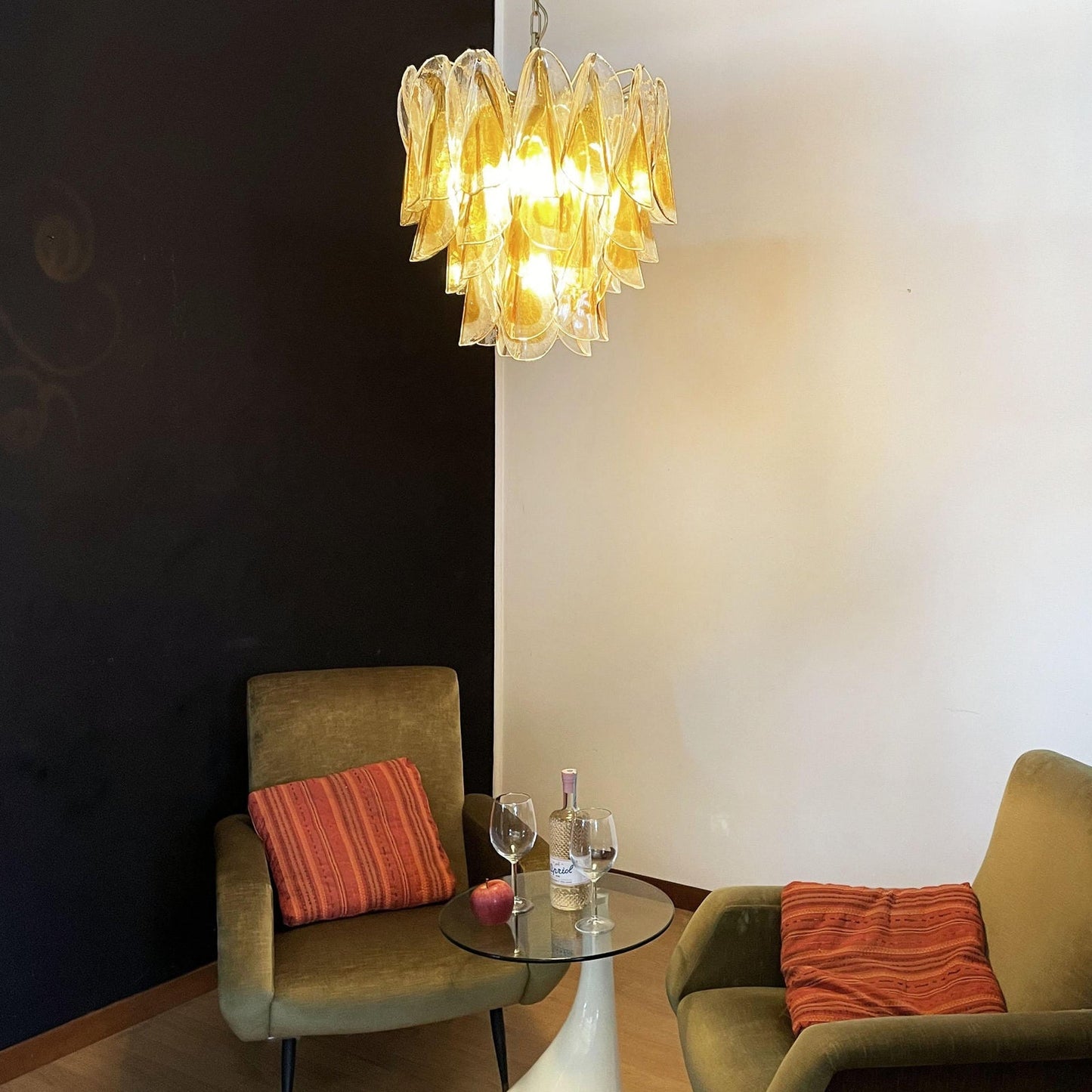 Isabella Glass Chandelier - Elegant Design with Adjustable Height & LE