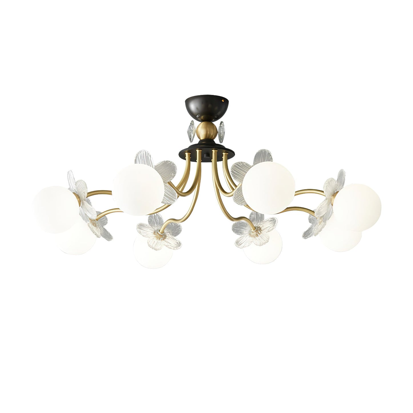 Elegant Blossom Glass Chandelier - Crystal Accents & Adjustable Height