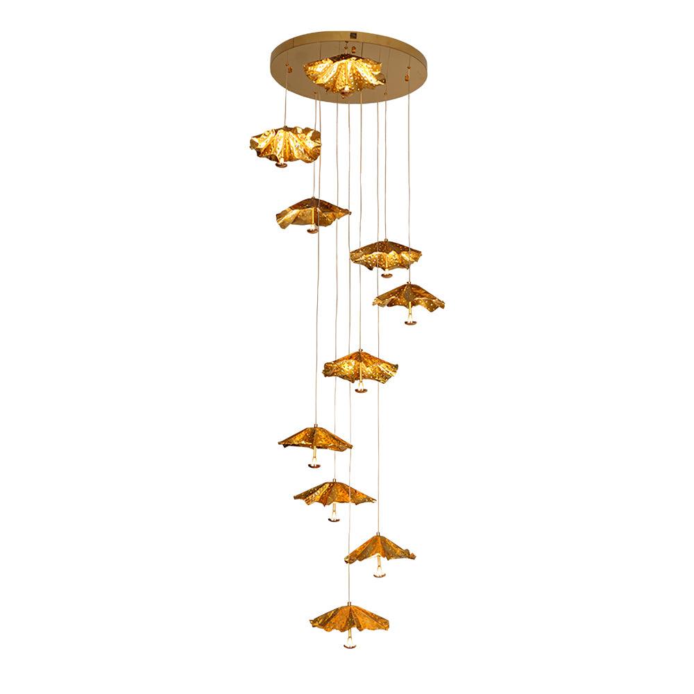 Elegant Livra Leaf Chandelier - Adjustable Height, LED Compatible