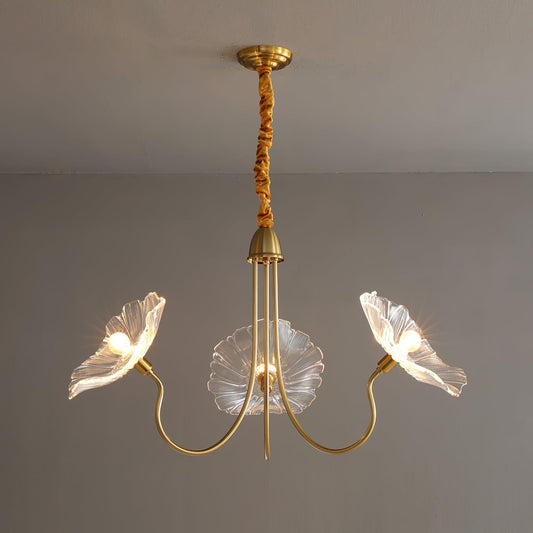 Lotus Leaf Glass Chandelier - Elegant Design with Adjustable Height