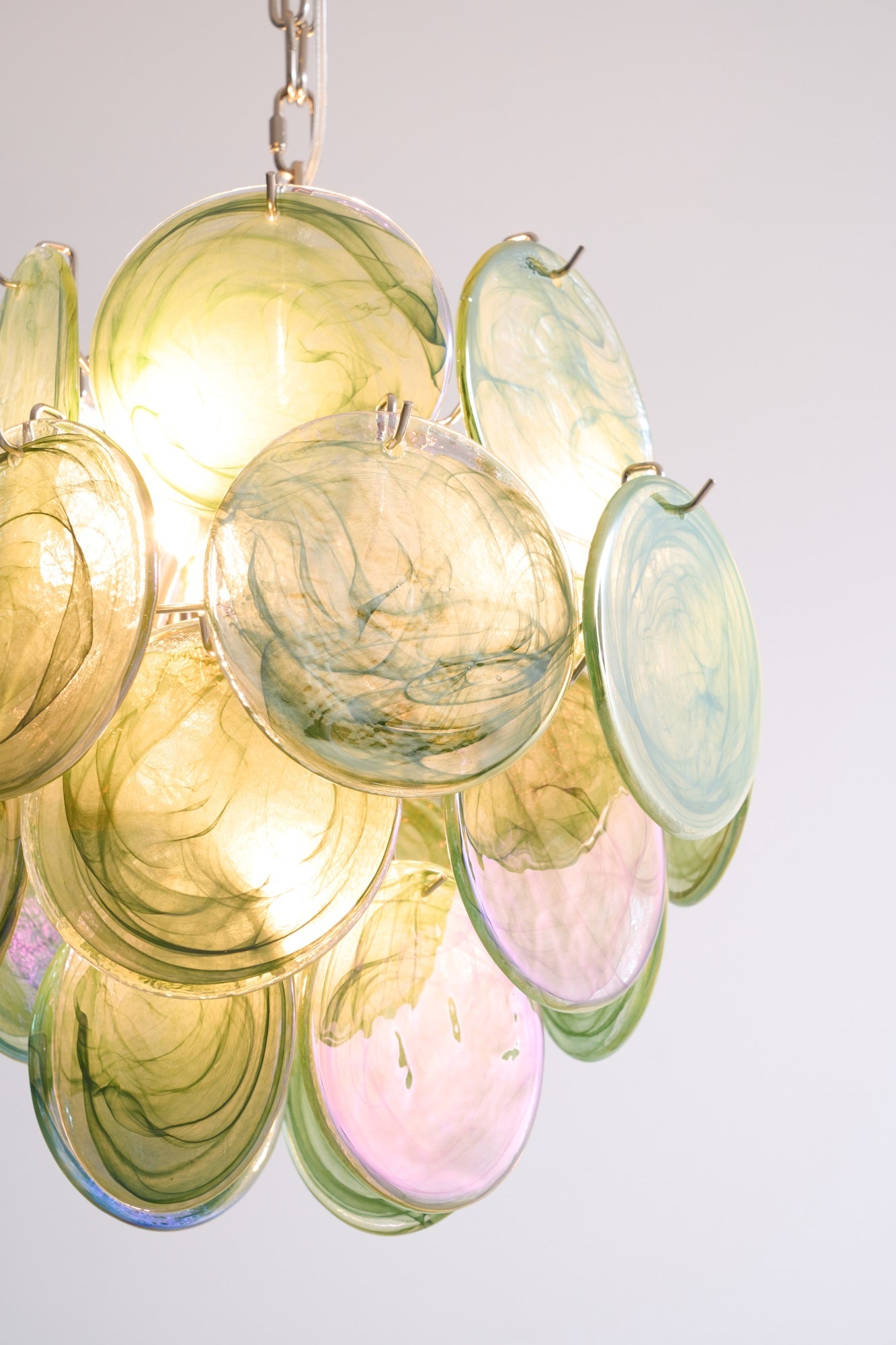 Lunaria Disc Glass Chandelier - Elegant Design with Adjustable Height