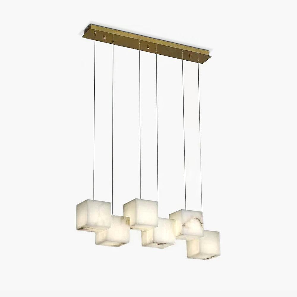 Elegant Alabaster Box Chandelier with Adjustable Brightness & Unique D