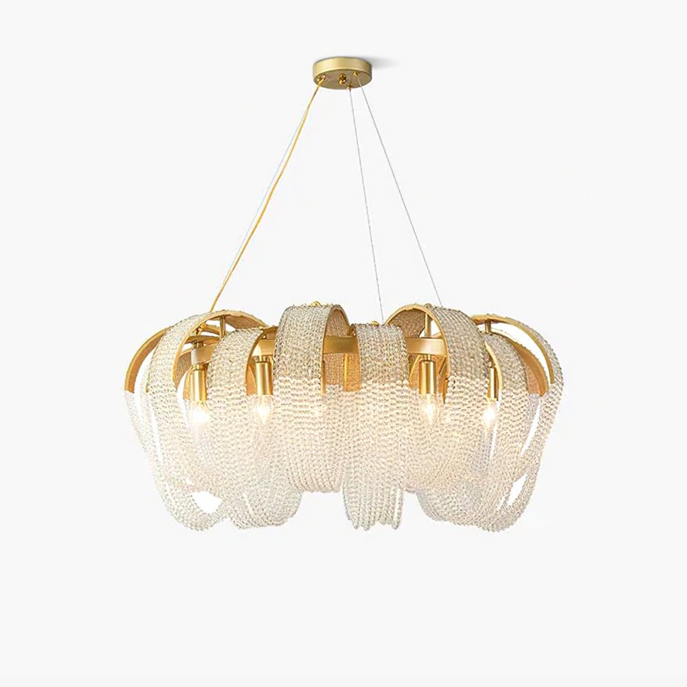 Elegant Mesh Crystal Chandelier with Adjustable Height & Energy-Effici