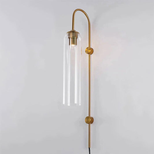 Sleek Glass Plug-In Wall Lamp with Adjustable Brightness & Easy Instal