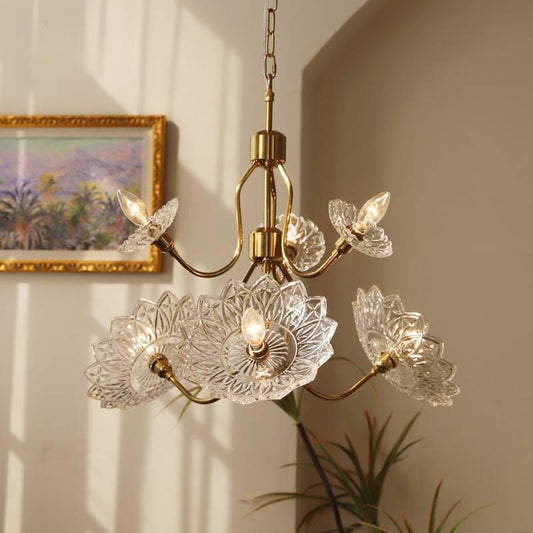Elegant Crystal Chandelier with Adjustable Height and Dimmable Lightin