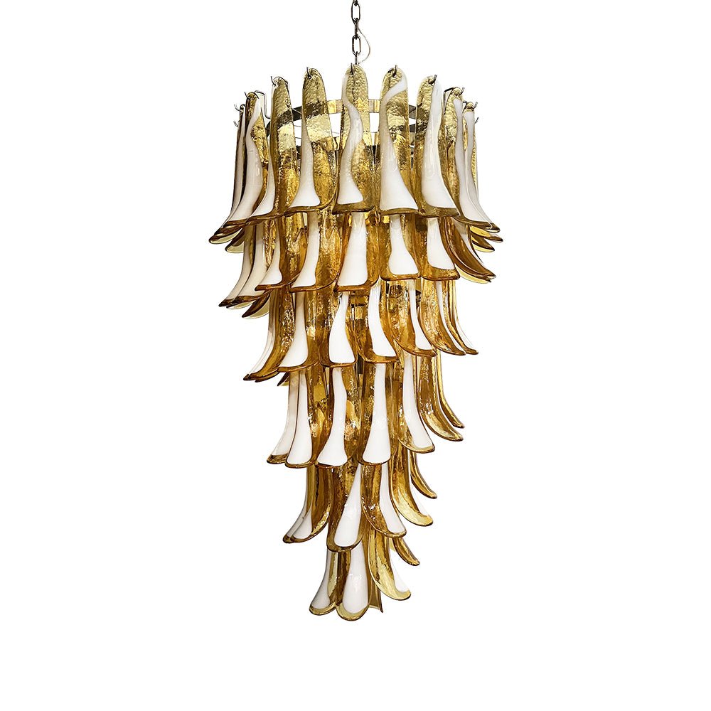 Elegant Glass Amber Petals Spiral Chandelier with Adjustable Height