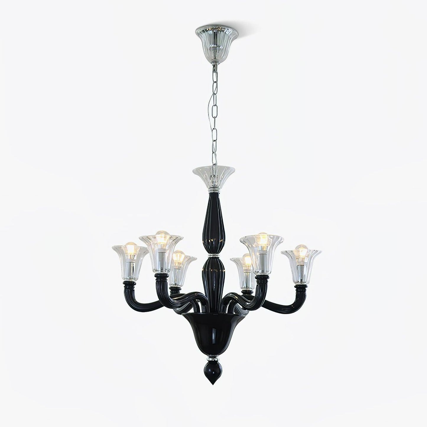 Elegant Black Candle Chandelier with Adjustable Arms and LED Compatibi