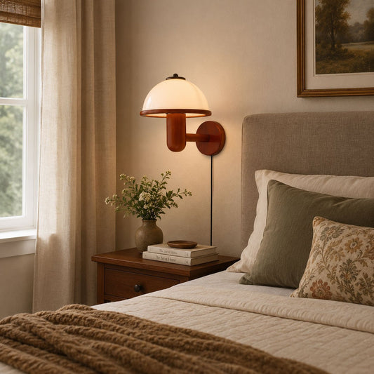 Mushroom Wood Wall Lamp - Adjustable Brightness, Eco-Friendly Design