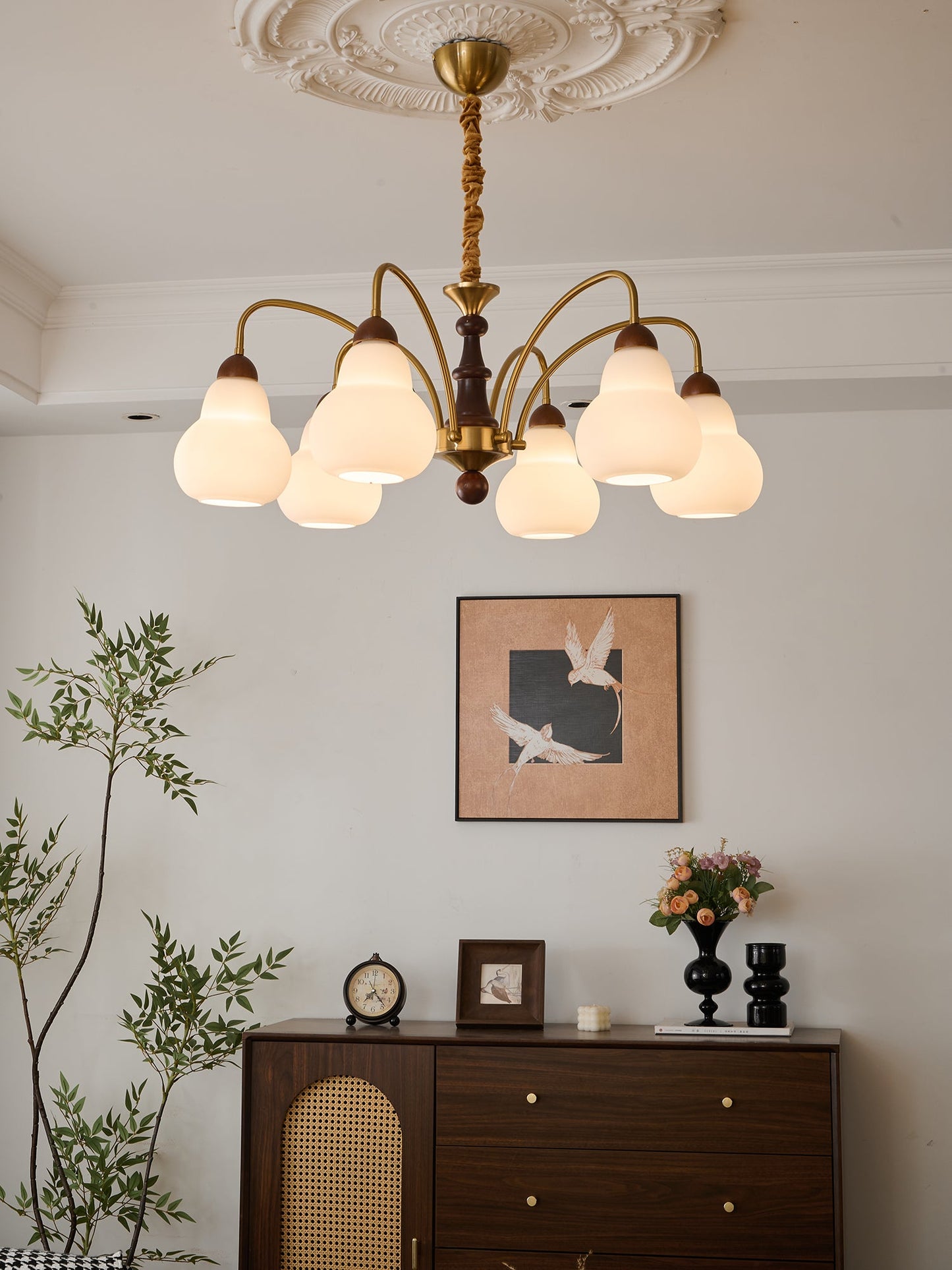 Elegant Novelle Chandelier - Crystal Accents & Adjustable Height