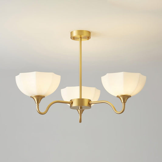 Octagonal Glass Bowl Chandelier - Elegant Design with Adjustable Heigh
