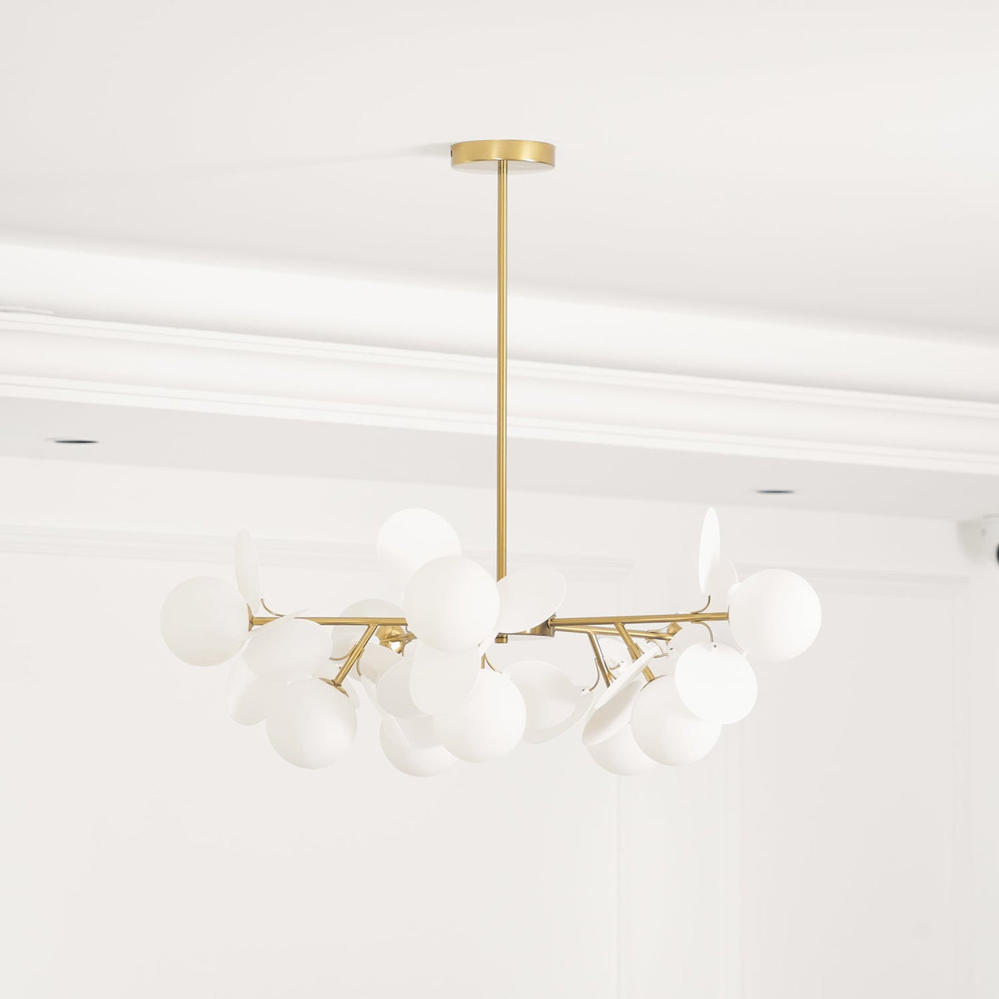 Elegant Off White Tree Chandelier with Adjustable Height and LED Light