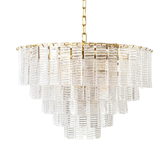 Opalora Pink Glass Chandelier - Elegant Design with Adjustable Height