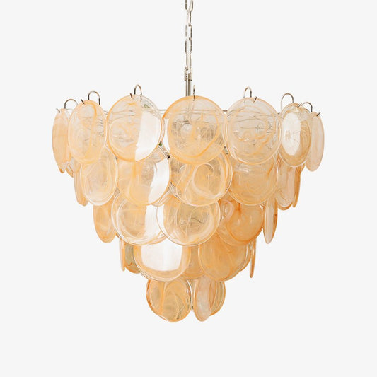 Modern Orange Glass Disc Chandelier - Elegant Design & Adjustable Heig