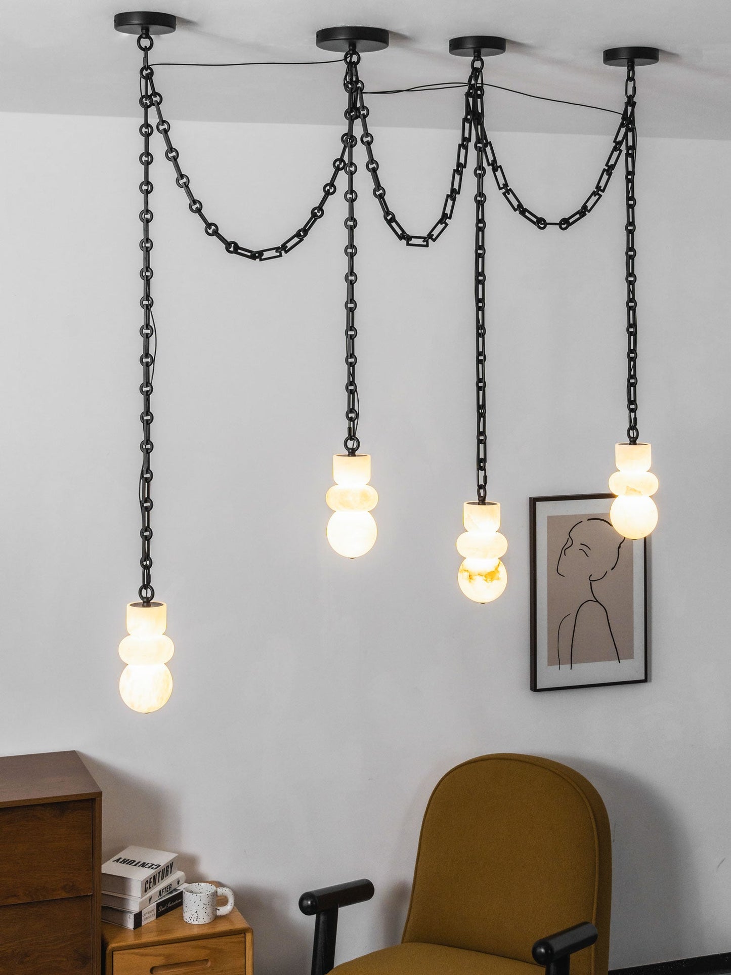 Orba Chain Chandelier - Elegant Design with Adjustable Height & Dimmab