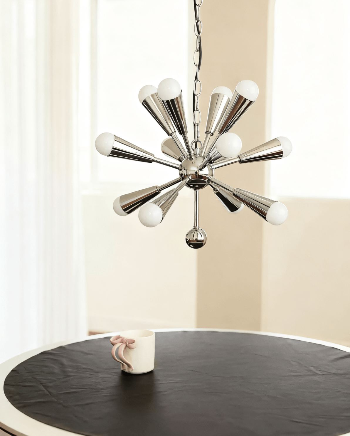 Orvian Chrome Chandelier - Modern Design, Adjustable Height, LED Compa