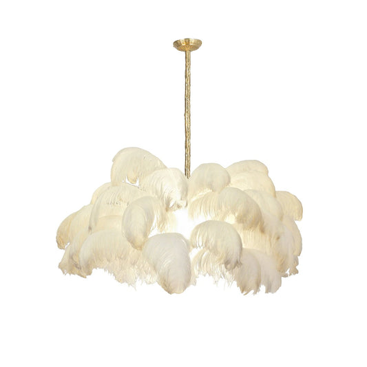 Elegant Ostrich Feather Chandelier - Soft Lighting & Unique Design