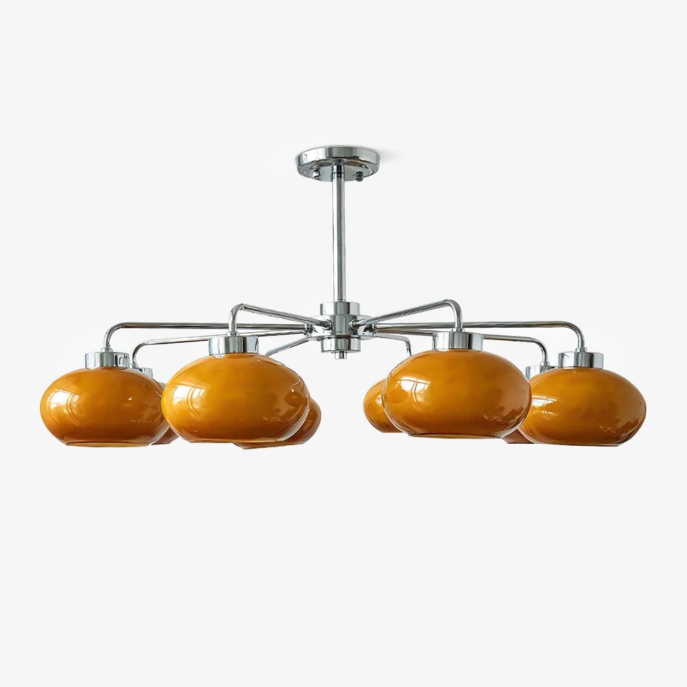 Elegant Oval Persimmon Chandelier with Adjustable Height & LED Lights