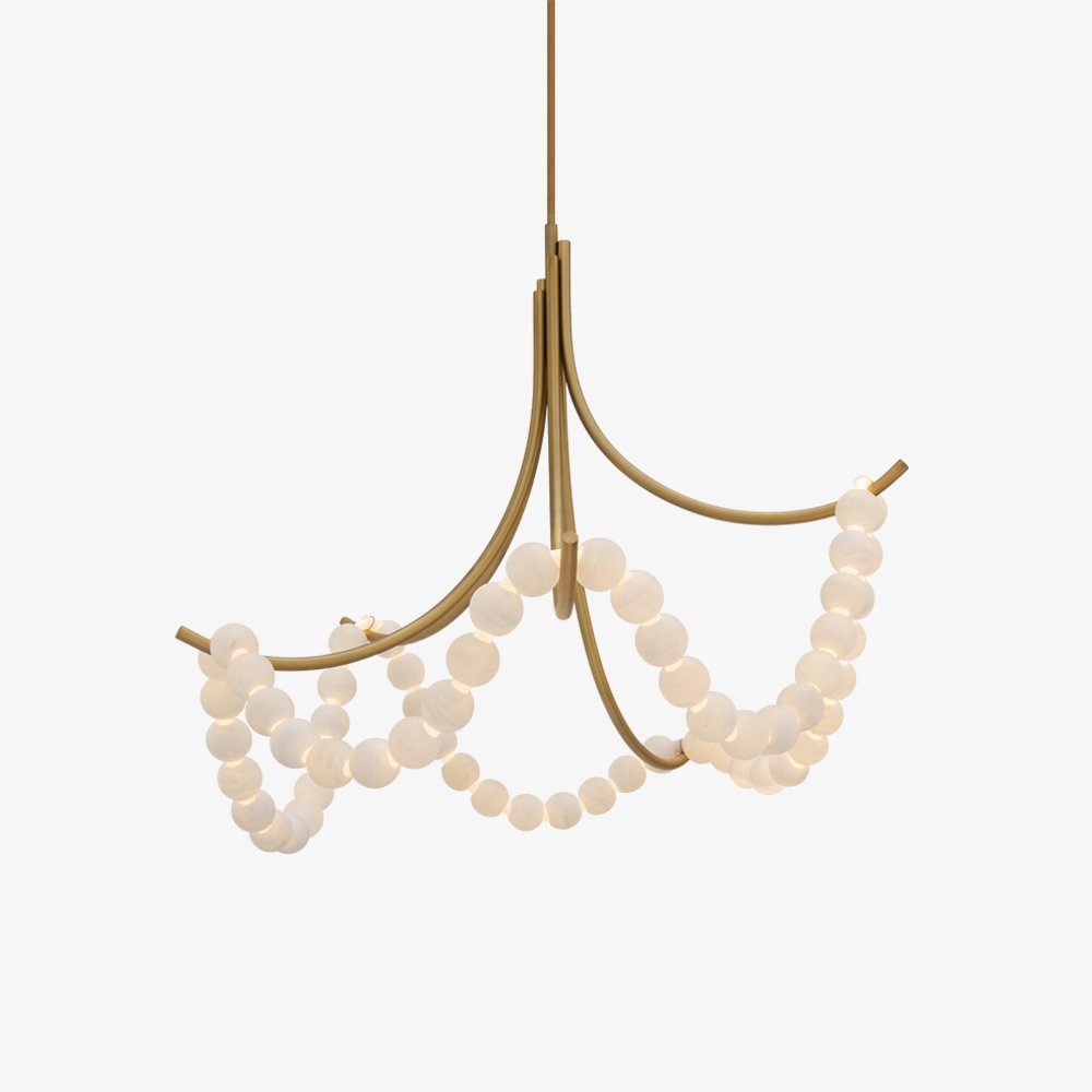 Parel Alabaster Chandelier - Elegant Design with Adjustable Height & L