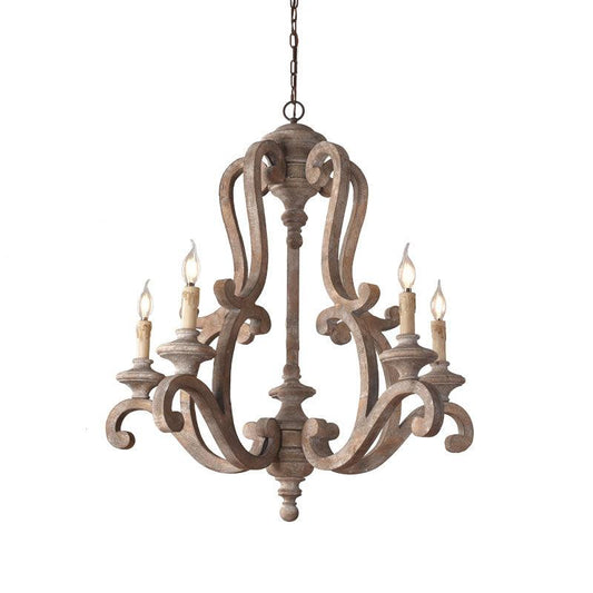 Parrotuncle Wooden Candle Chandelier - Rustic Design & Adjustable Heig