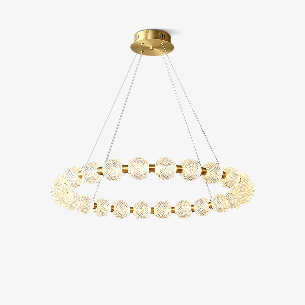 Elegant Pearl Chandelier with Adjustable Height and Crystal Accents