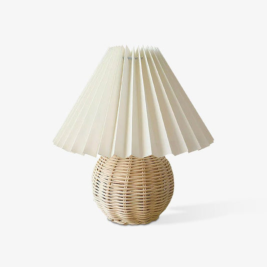 Rattan Pleated Table Lamp - Soft Ambient Lighting & Adjustable Brightn