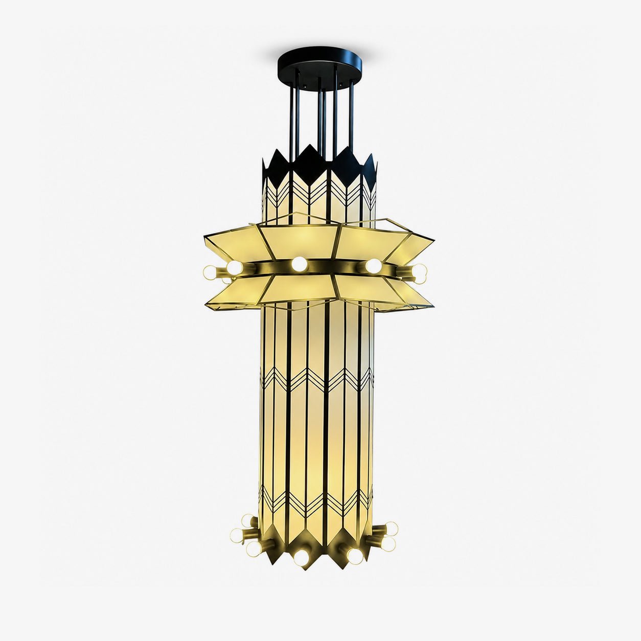 Rayonne Art Deco Pendant Chandelier - Elegant Design with Adjustable H