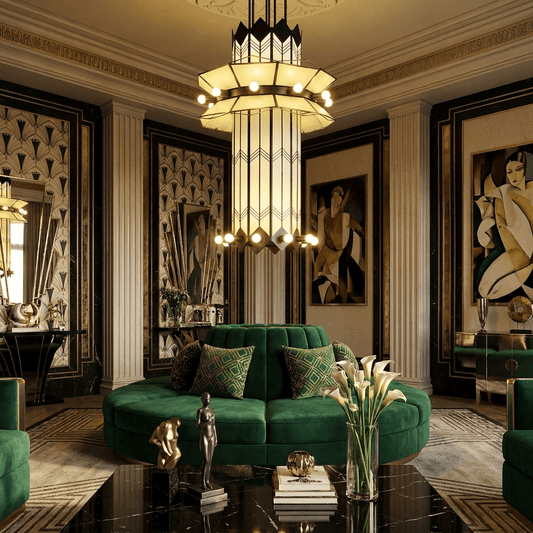 Rayonne Art Deco Pendant Chandelier - Elegant Design with Adjustable H