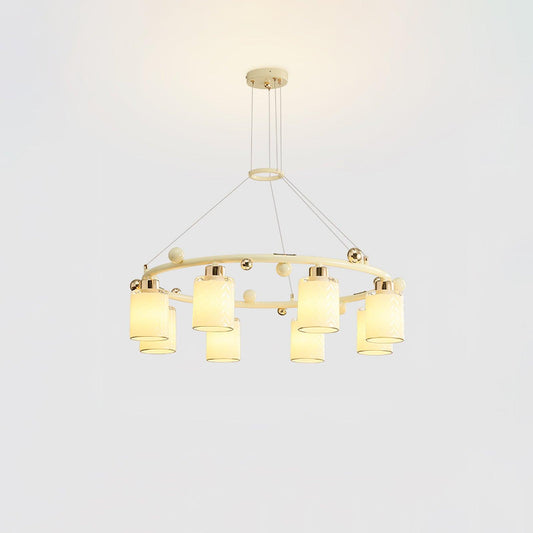 Elegant Ring Glass Cup Chandelier with Adjustable Height and Soft Ligh