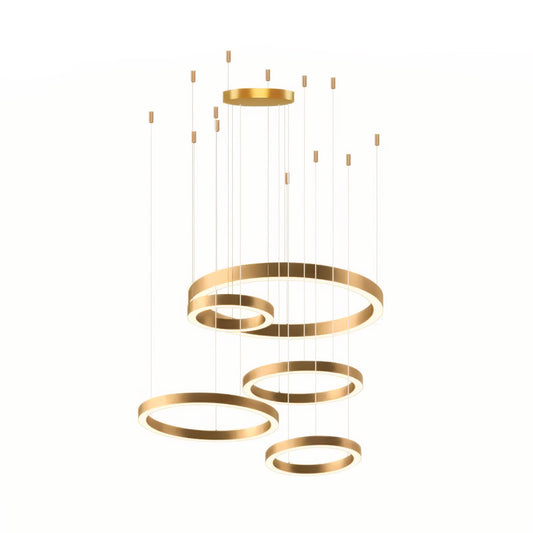 Modern Ring LED Pendant Light - Dimmable, Adjustable Height
