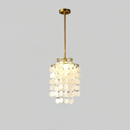 Elegant Round Shell Chandelier with Adjustable Height and Soft Illumin
