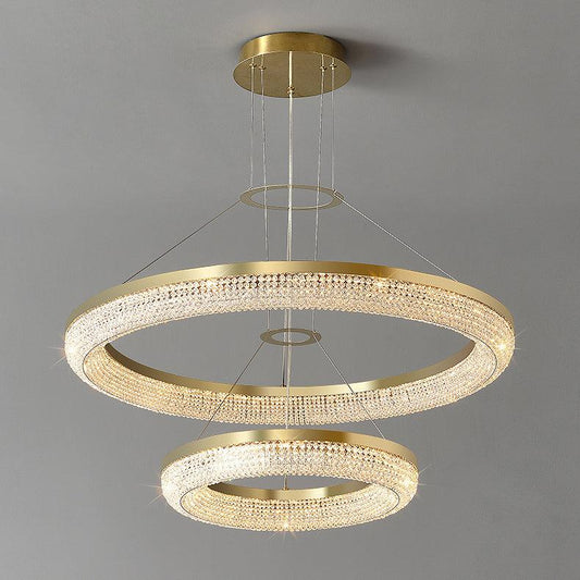 Elegant Round Crystal Chandelier - Dimmable & Adjustable Height