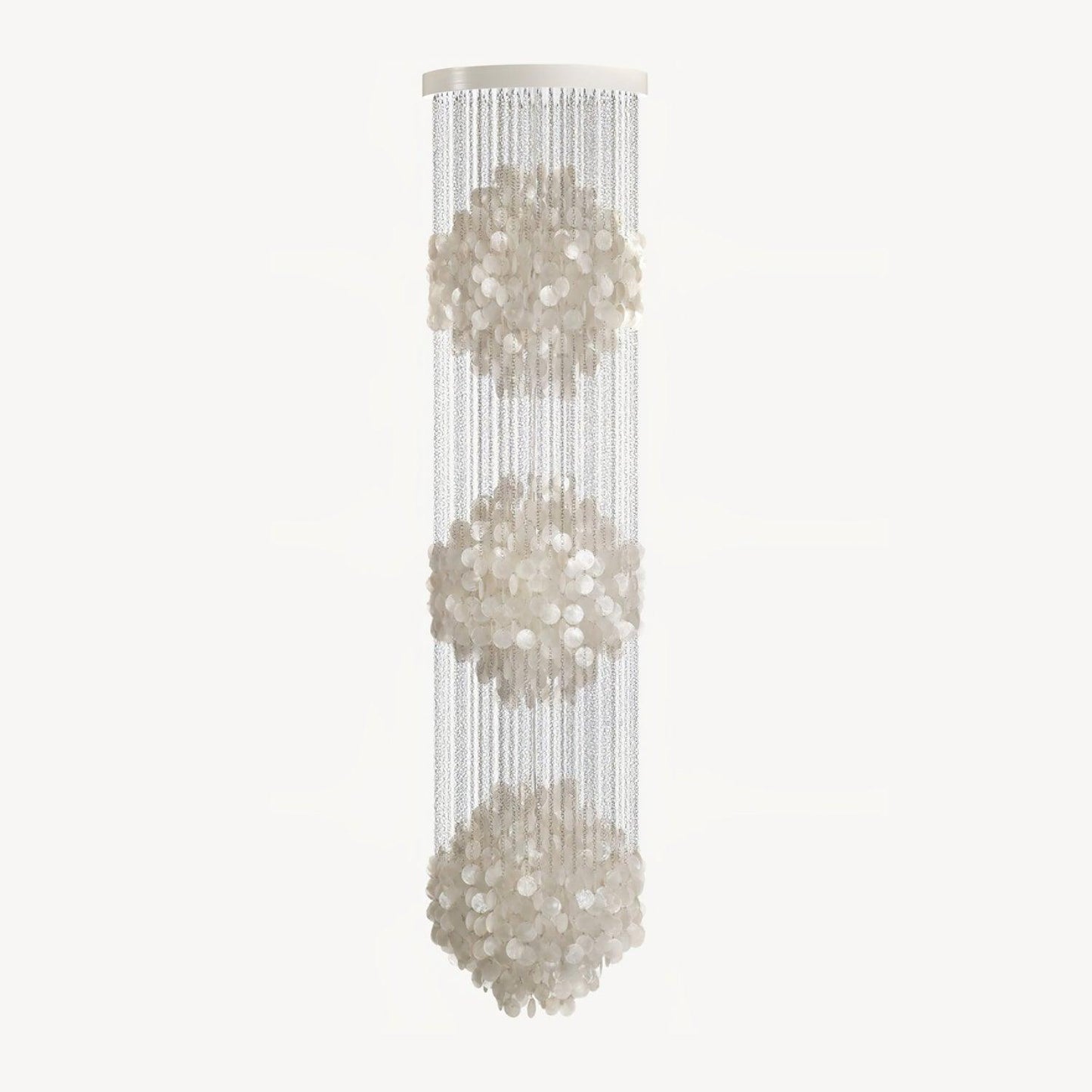 Elegant Shell Waterfall Chandelier - Dimmable LED, Adjustable Height