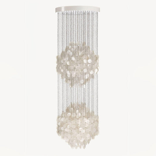 Elegant Shell Waterfall Chandelier - Dimmable LED, Adjustable Height