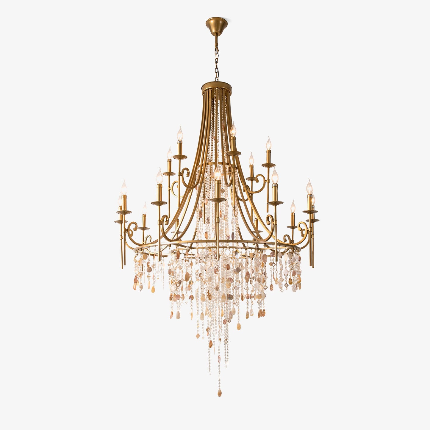 Tatum Lux Shell Crystal Chandelier - Elegant Design & Adjustable Heigh