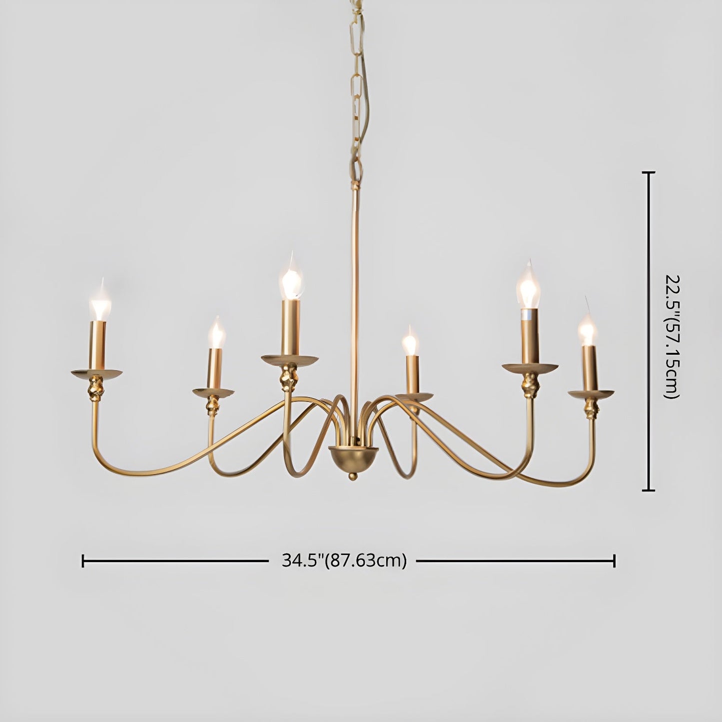 Timeless Gold Candle Chandelier - Elegant Design, Adjustable Height