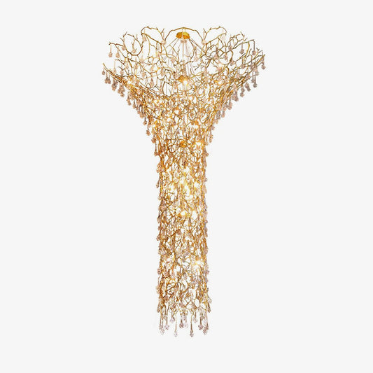 Tree Branch Staircase Chandelier - Rustic Design with Adjustable Heigh