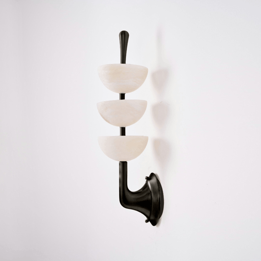 Triple Alabaster Wall Sconce - Elegant Lighting with Adjustable Bright