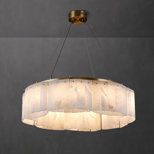 Velaria Alabaster Chandelier - Elegant Lighting with Adjustable Height