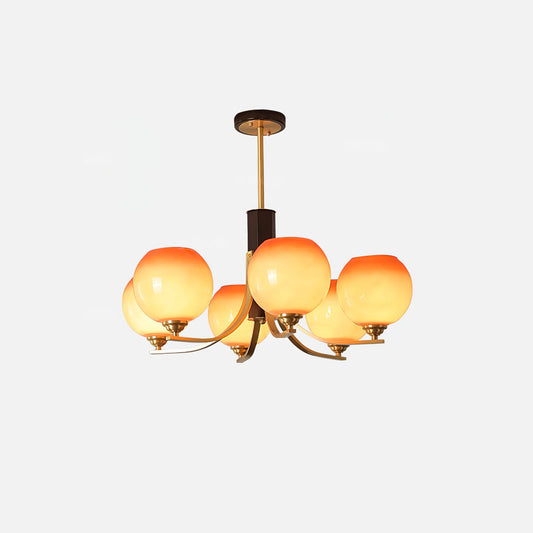 Vintage Caramel Globe Chandelier - Elegant Lighting & Adjustable Heigh
