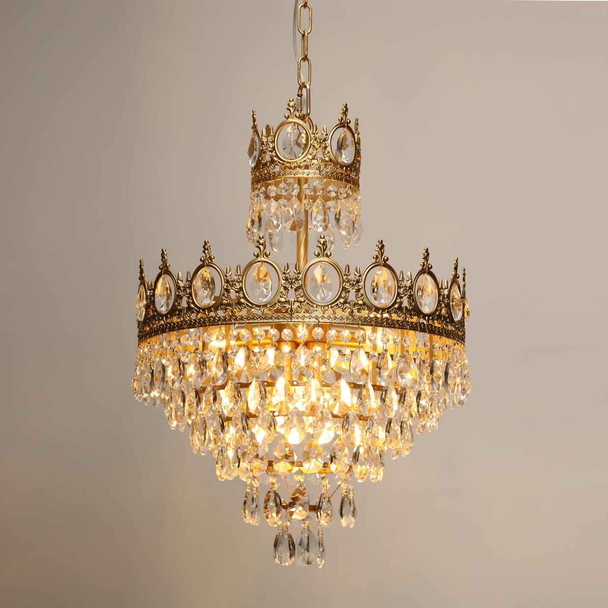 Elegant Vintage Crystal Chandelier - Dimmable, Easy Installation