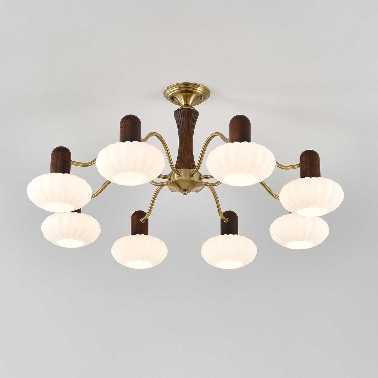 Walnut Color Embrace Chandelier - Elegant Lighting, Adjustable Height