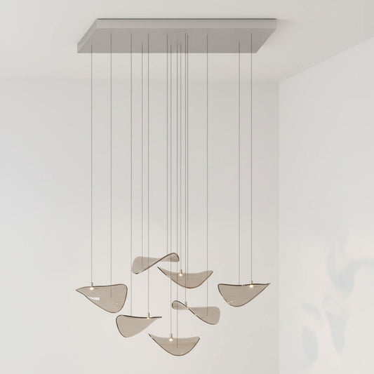 Elegant Wave Floating Leaf Chandelier with Adjustable Brightness & Eco