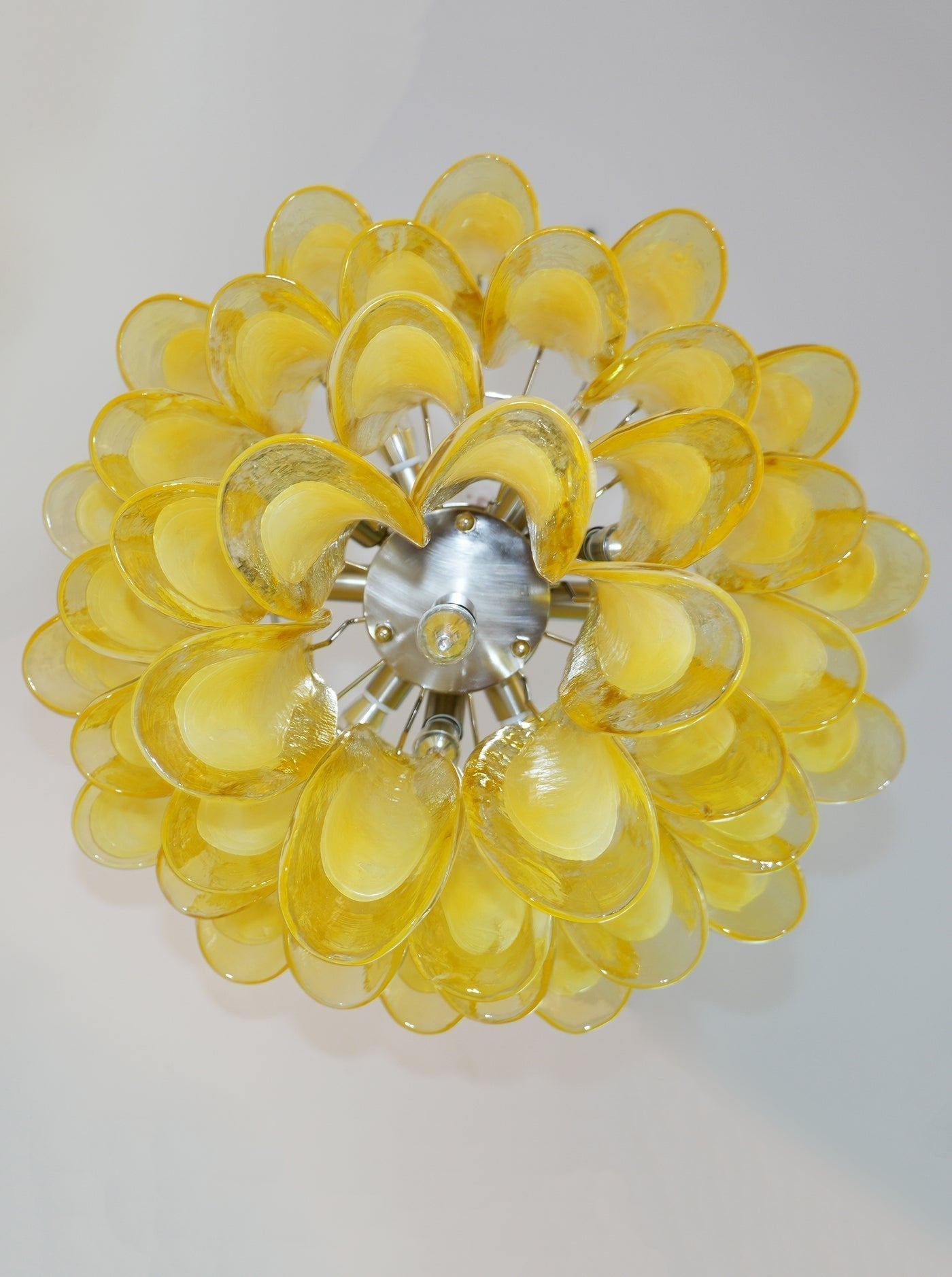 Wave Yellow Glass Chandelier - Elegant Lighting with Adjustable Height
